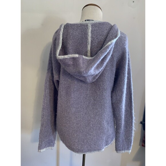 prAna Shine On Sweater Womens Size XS Purple Hooded Pullover Contrasting Trim - Picture 2 of 8